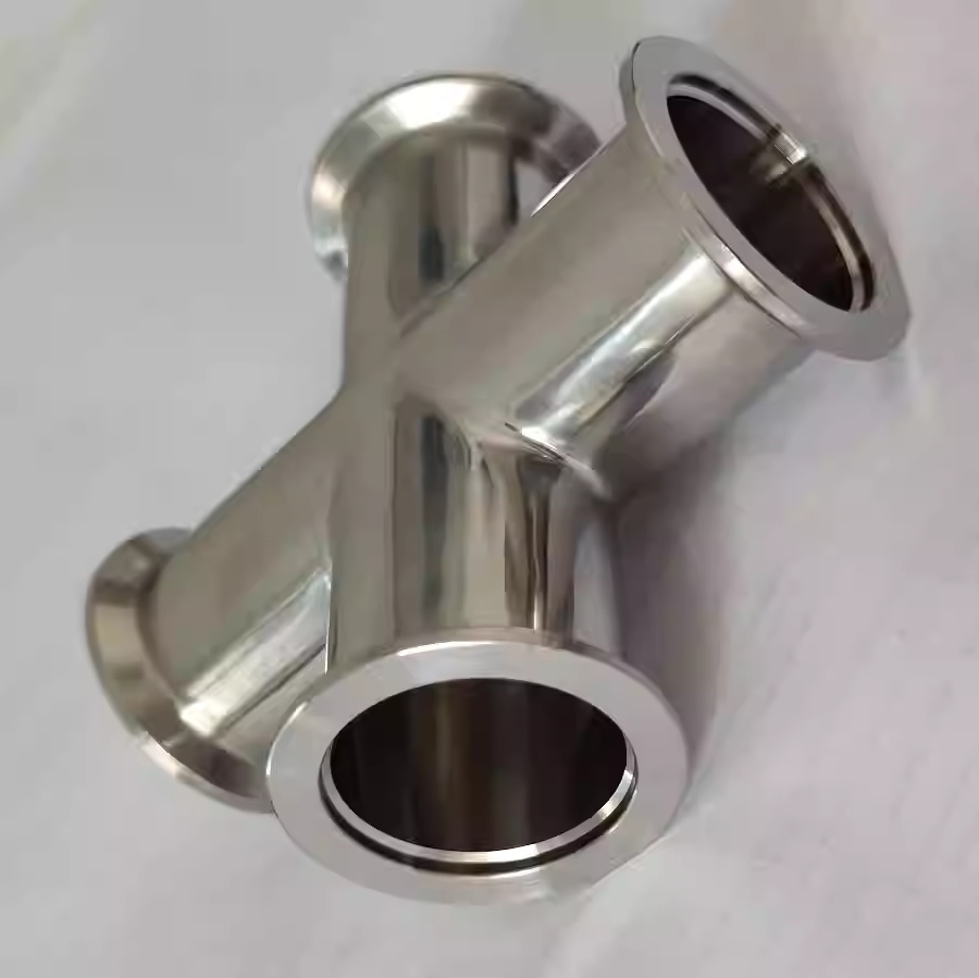 Stainless steel 304 KF four-way connector vacuum pipeline quick-connect fitting 25mm reducer chuck clamp fitting